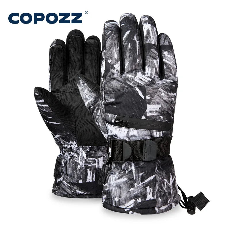 COPOZZ Men Women 3 Finger Touch Screen Ski Gloves Waterproof Winter Warm Snowboard Gloves Motorcycle Riding Snowmobile Gloves