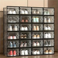 24pcs Large Stackable Plastic Shoe Storage Boxes Dustproof Transparent Display Cabinet for Men/Women Sports Shoes Boots Hat Orga