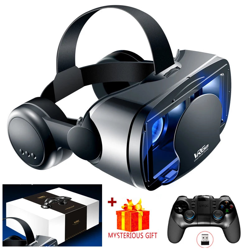 3D Virtual Reality VR Glasses For Phone Mobile Smartphones 7 Inch Headset Helmet Game Wirth Real Viar Goggles Devices Lenses Set