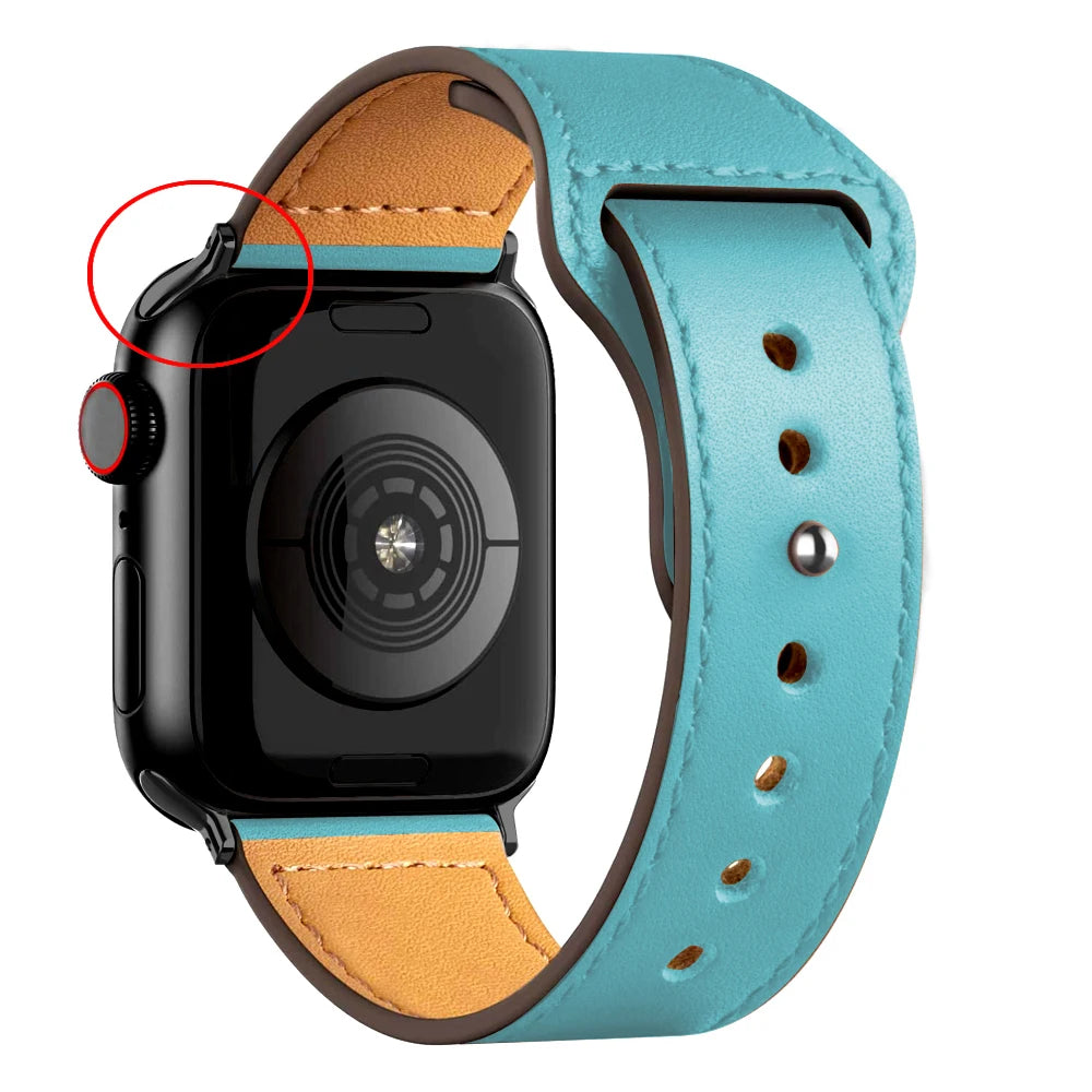 Leather band For Apple watch strap Ultra 2 49mm 44mm 40mm 38mm/42mm wrist bracelet for iWatch series 10 9 8 7 4 5 6 se 41mm/45mm
