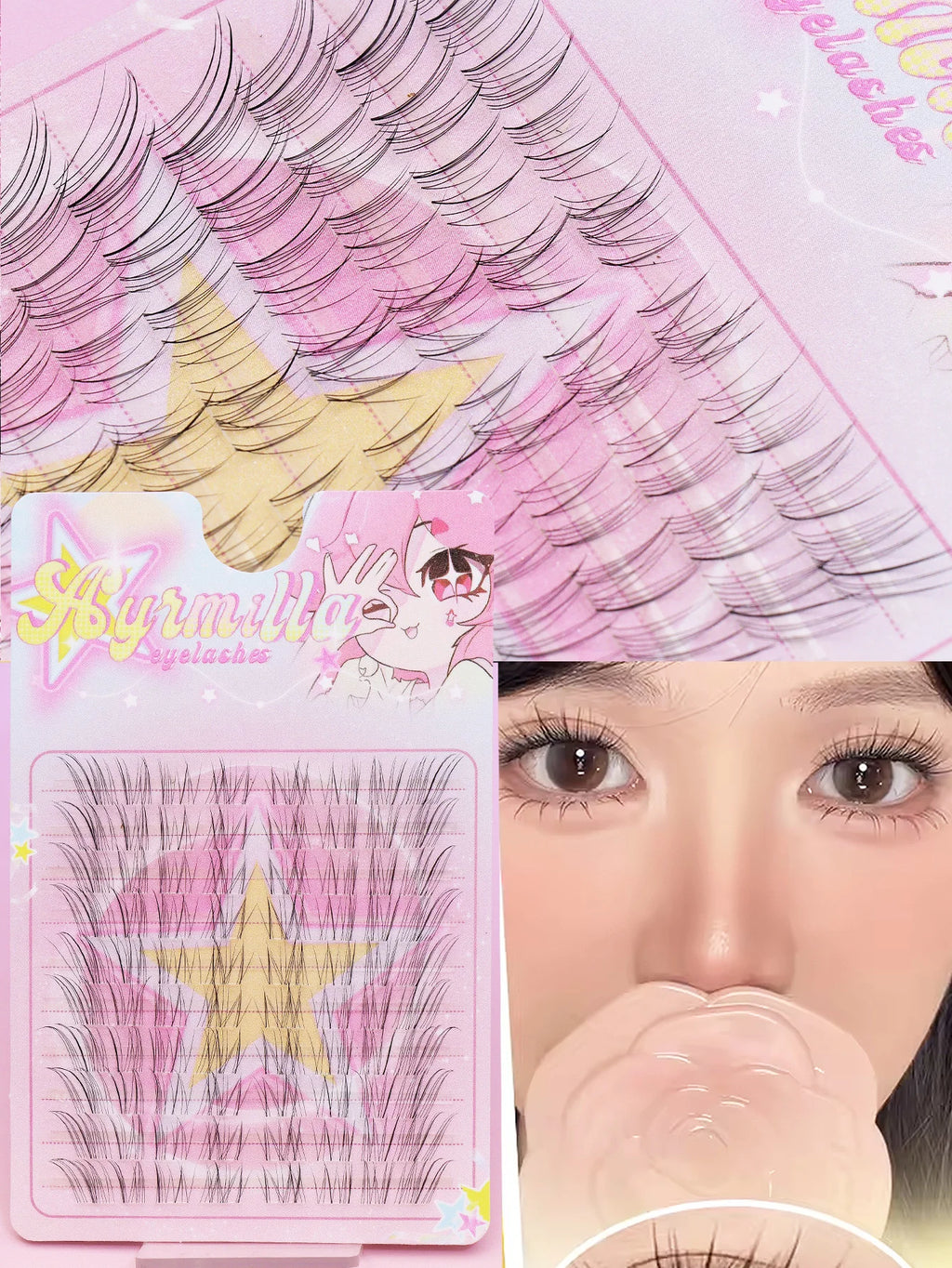Ayr 80PCS C Curl Brown Style Eyelash Extension Winged Individual Lashes Natural Segmented Eyelash Bundles Makeup Tools