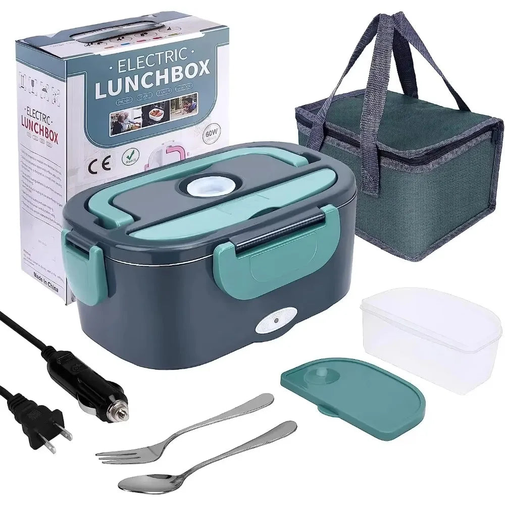 1.5L 60W Portable Electric Lunch Box,Leak Proof Design Car & Home Food Heater – Insulated Heated Lunch Container for Work Travel