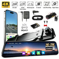 4K+2.5K Mirror Dash Cam with Front IMX678 & Rear, 10" Rear View Mirror Camera, 170° Wide-Angle, Reversing Aid, G-sensor, Looped Recording, Night Vision, 5.8GHz WiFi, External GPS, ADAS & BSD & LCA, 64G TF Card, X10 Pro Max