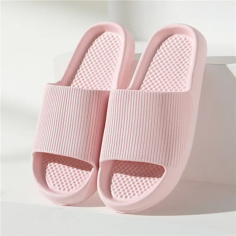 2024 Summer Slippers Flip Flops Women Indoor Home Mute Shoes EVA Soft-soled Shoes Cloud Slides Couple Non-slip Casual Sandals