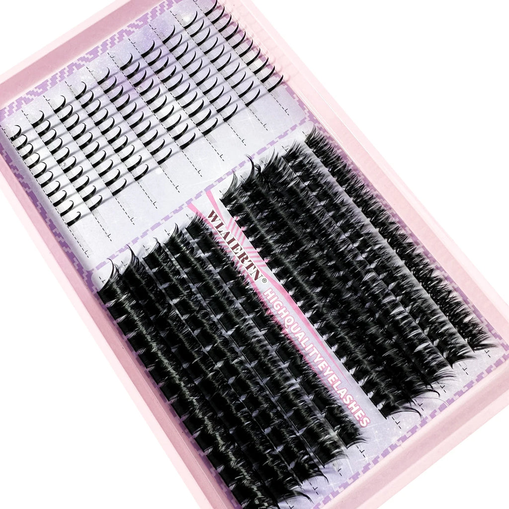 Lash Extensions Kit Spikes Lash Individuals 3D Volume Eyelash Clusters D-Curly Lash Clusters Kit 10-16MM DIY Eyelash Extensions