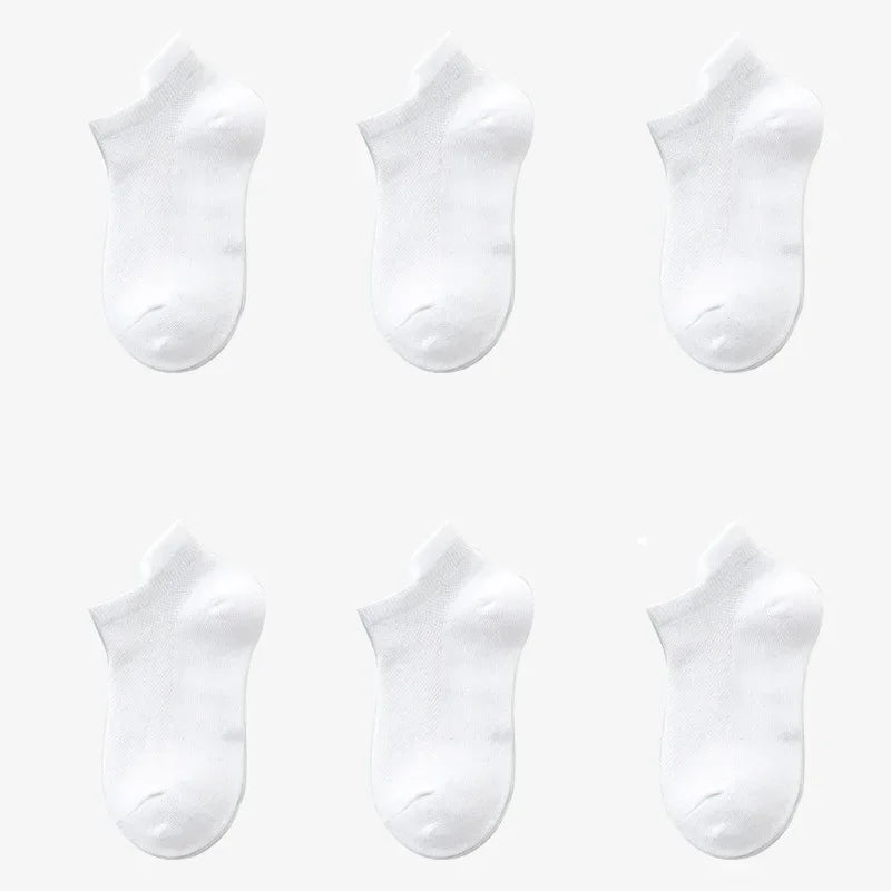 6 Pairs 1-12T Children Cotton Socks Spring Summer Boys Girls Mesh Thin Breathable Solid Ankle Socks Black White Grey Kids Socks