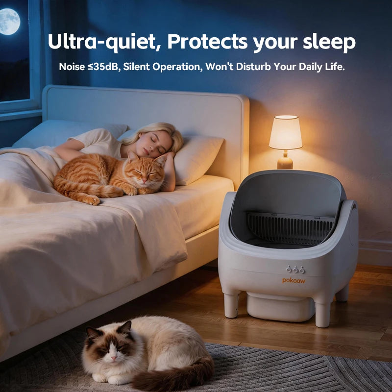 Pokpaw Automatic Self-cleaning Litter Box for Cats – 76L Large Smart Cat Toilet Open Sandbox for Cat Pet Supplies