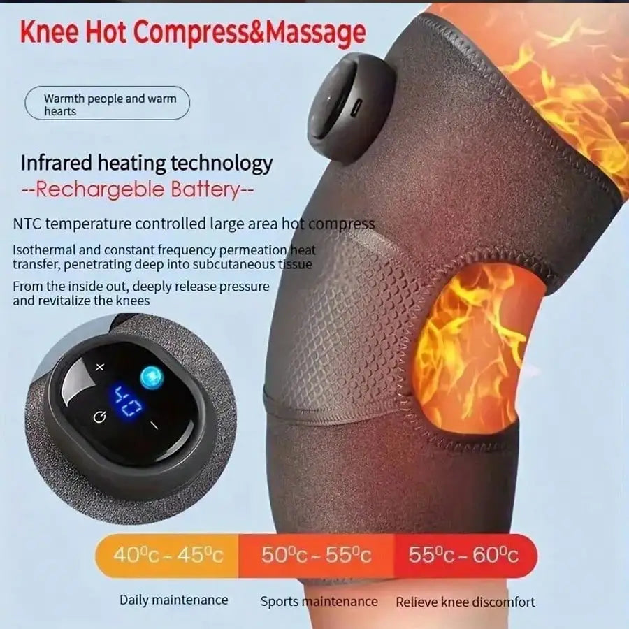 2026 Heated And Vibrating Knee Massage Pad, Intelligent Button, Adjustable Multi-Level, LED Display Rechargeable