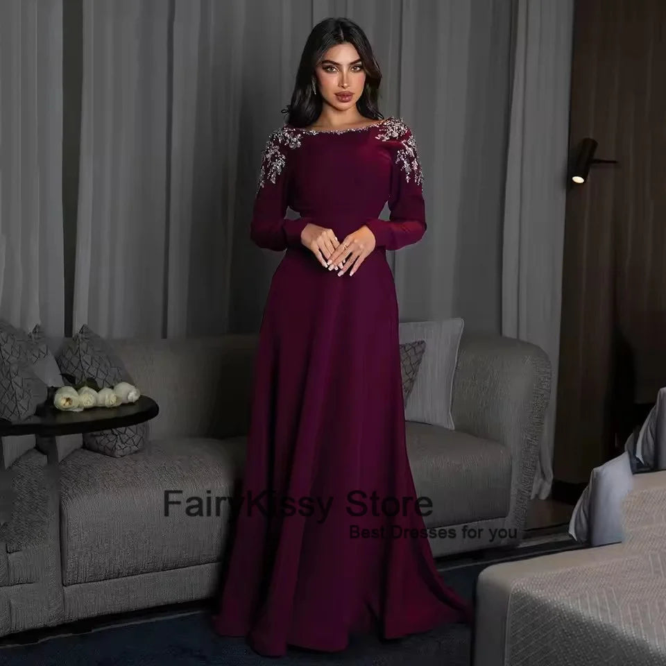 FairyKissy Chic Violet Evening Dress A-Line Silver Appliques Crystal Pleated Backless Party Dress Celebrity Prom Gown Customized