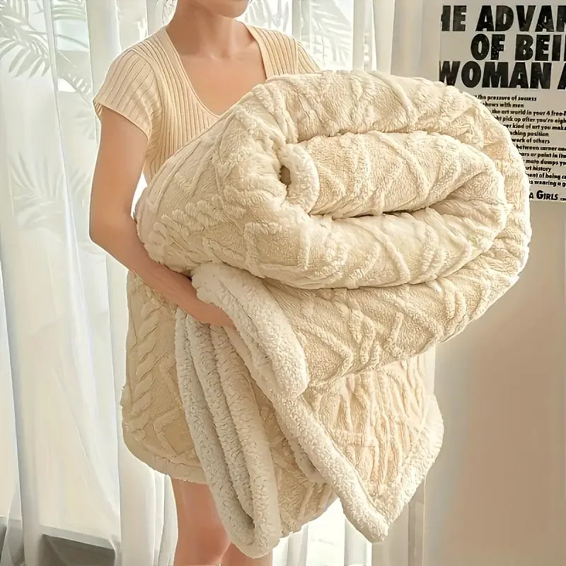 1pc Jacquard Sherpa Weighted Blanket 8lbs for Adults- Soft, Warm, and Thickened Calm Blanket for Ultimate Comfort 4 colours