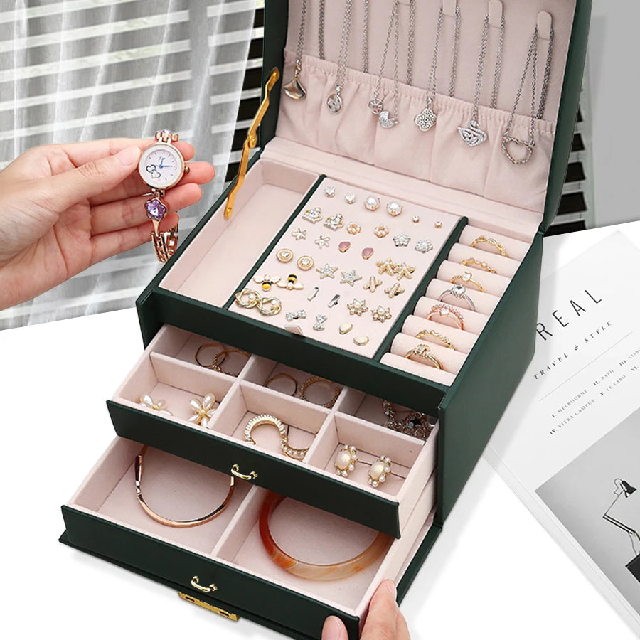 1Pc, Lock Arch Three-Layer Jewelry Box, Suitable for All Kinds of Jewelry Storage Bags