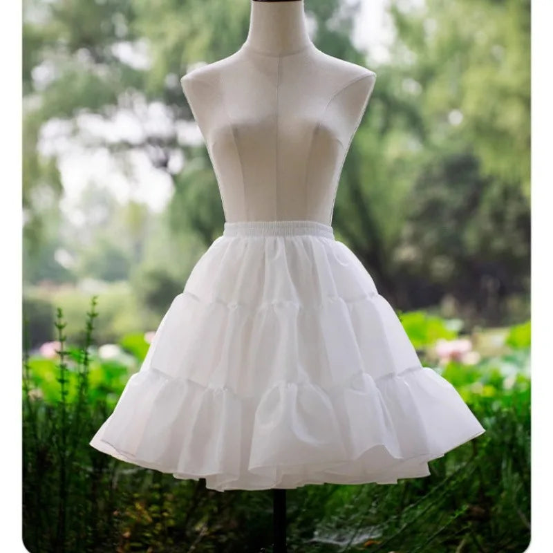 Women Girls Short Crinoline Petticoat Adult Elastic Waist Underskirt for Wedding Dress Cosplay Big Hem Dress White Skirt