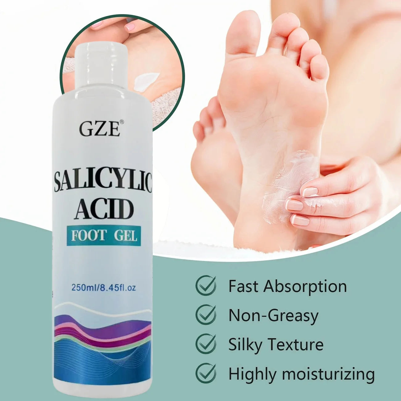 GZE Salicylic Acid Foot Care Gel Rich in Salicylic Acid Foot Care For Men and Women Soften Callus
