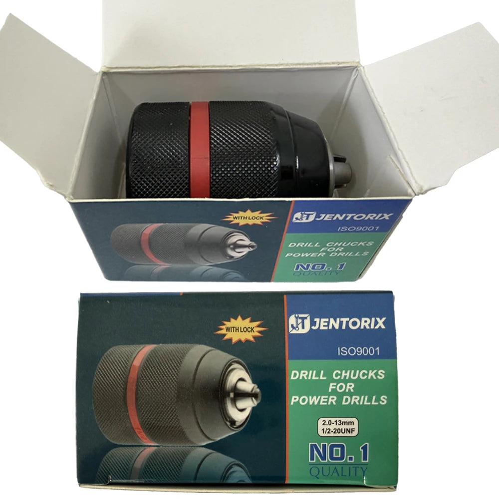 JENTORIX 2mm-13mm Metal Keyless Drill Chuck, 3Jaw Self-lock Ratchet Chuck 1/2-20UNF Thread, Chuck for Drill Bit Screwdriver&Taps