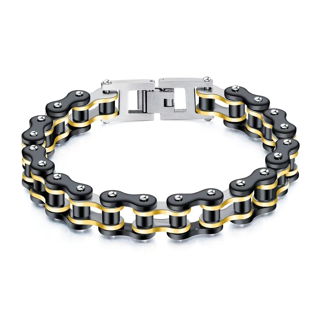 Cross-border European and American non-fading men's stainless steel trendy rock and roll bike motorcycle bracelet