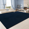 Large Navy Blue Velvet Low Pile Area Rug, Non-slip Dotted Backing, Machine Washable Soft Indoor Rug for Living Room, Bedroom, Home Floor Decor