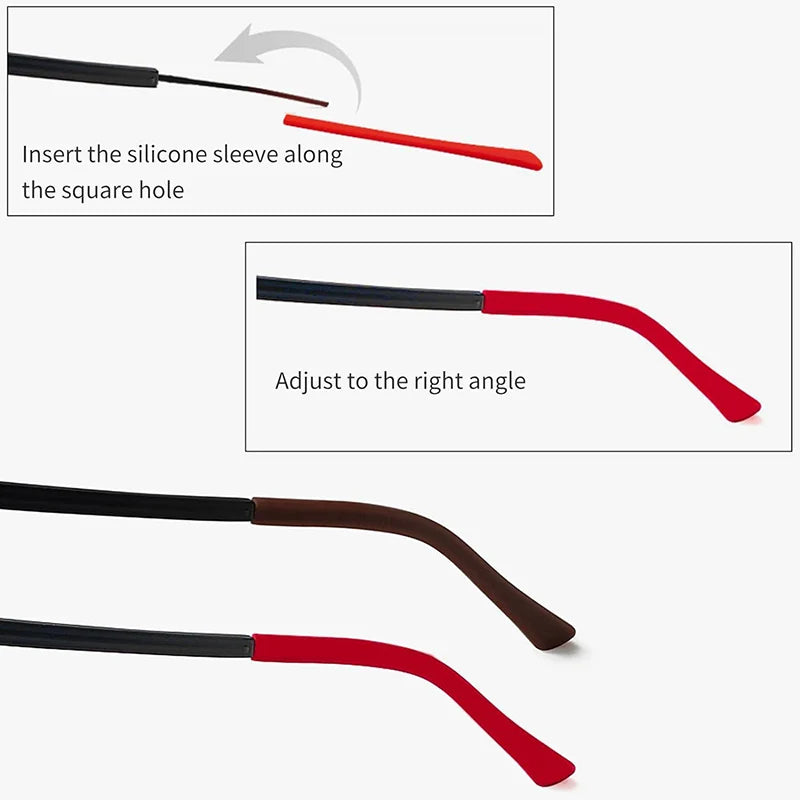20pcs Soft Silicone Anti Slip Eyeglasses Glasses Temple Tips Accessories Optical Frame Temples Square Hole ST038