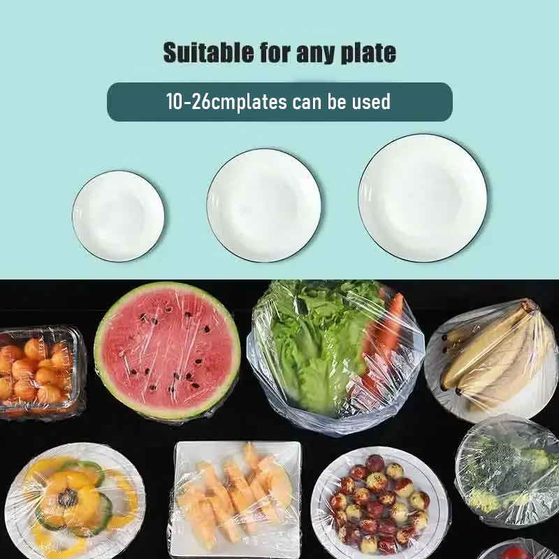 100 Pcs Elastic Food Covers, Disposable Plastic Bowl Lids for Fruit & Vegetable Storage, Freshness Seal Wraps