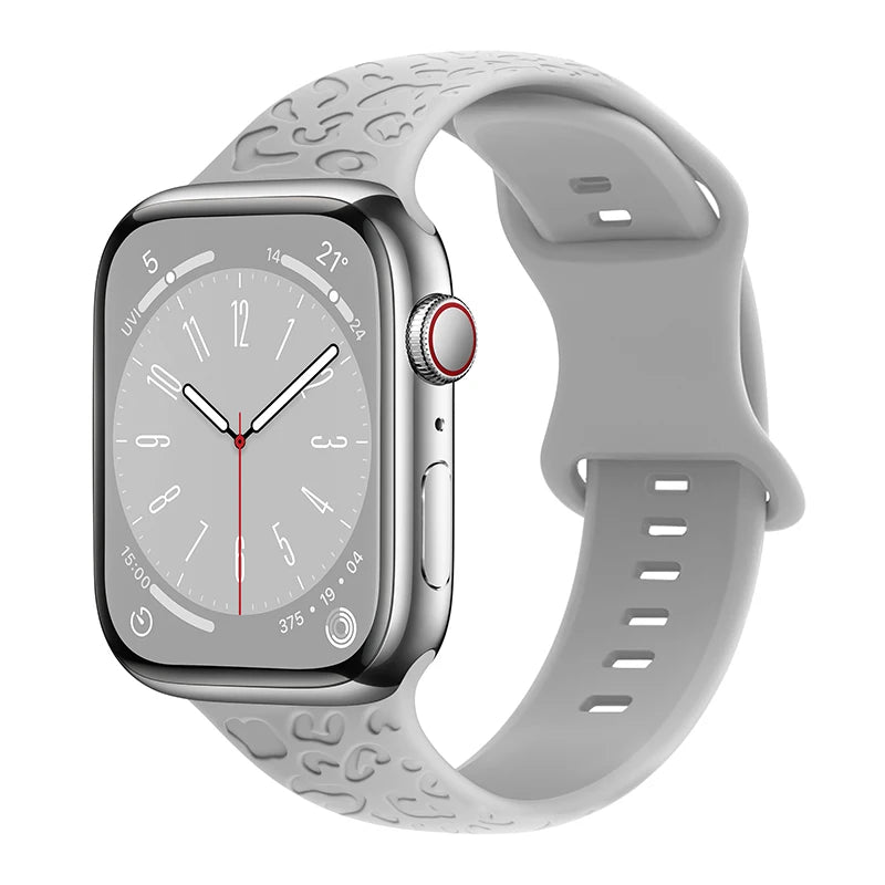 Engraved Band for Apple Watch 44MM 49mm 40mm 41 45mm 38/42mm Leopard Silicone Sport Strap for IWatch Series Ultra 8 7 6 SE 5 4 3