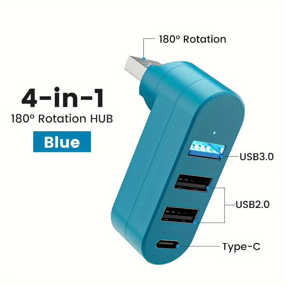 180° Rotatable Mini USB 3.0 Hub 3/4 Ports Type C Splitter High Speed Data Transfer Dock For Notebook MacBook Desktop Flash Drive