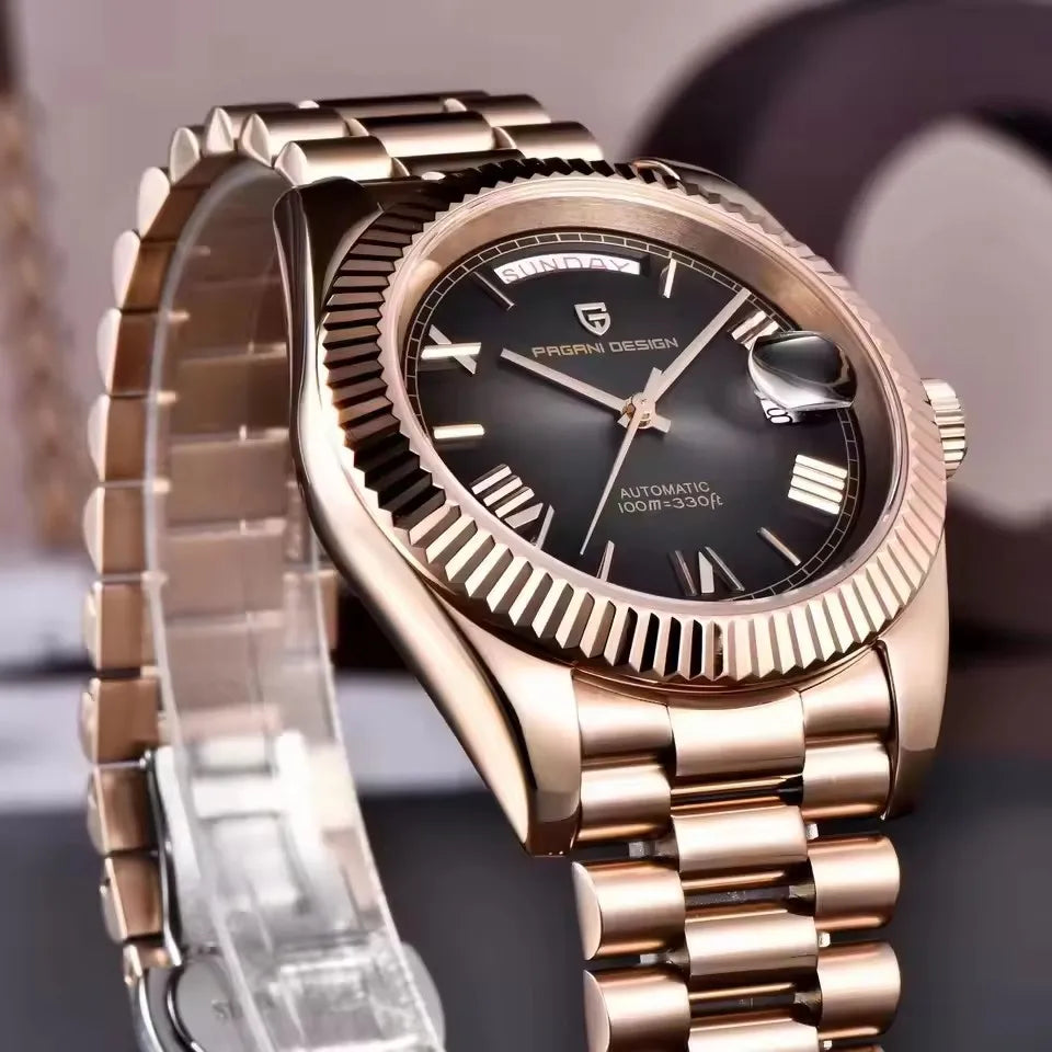 PAGANI DESIGN New Week Calendar Type Watch Japan Movt Waterproof Mechanical Man watch 316L All Steel Luxury Luminous Men watch
