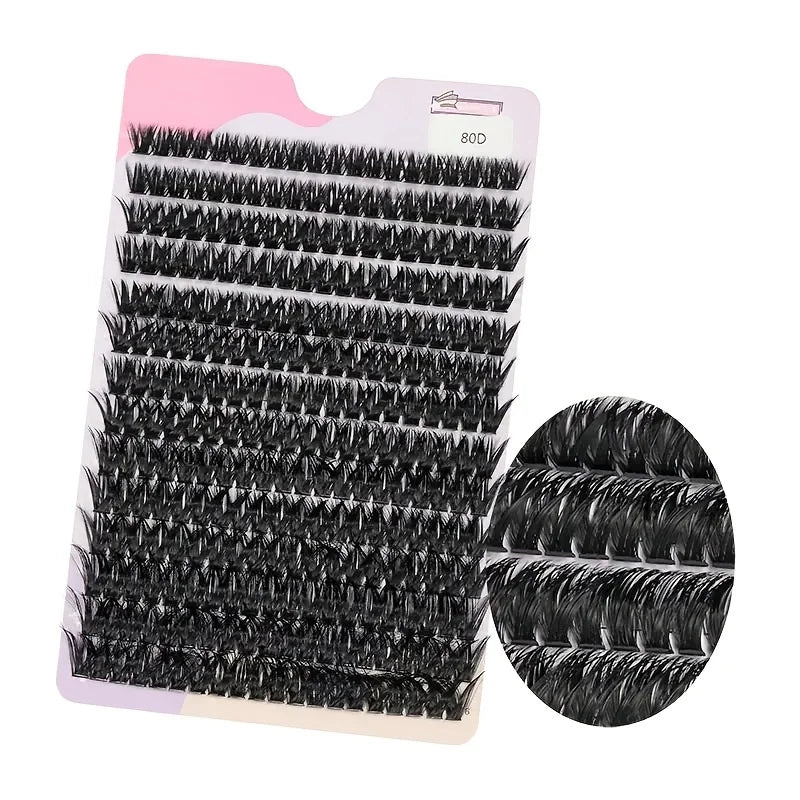 DIY Clustered False Eyelashes, 14 Rows of Mink Fur Imitation Real and Fake Eyelashes, D-Roll 9-16mm Mixed Natural Eyelash Extens