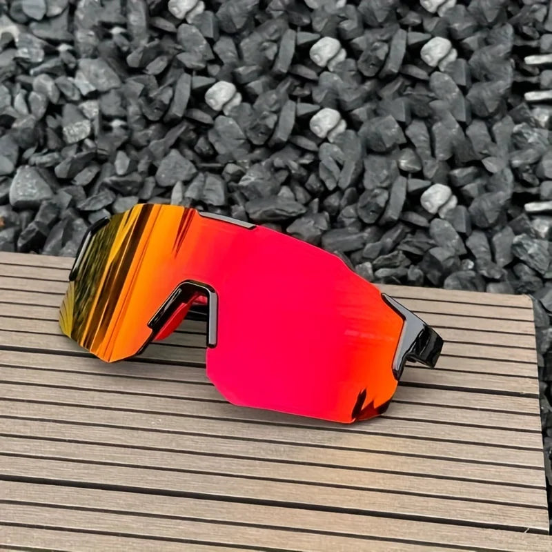 Men's Fashion Large Frame Glasses Integrated Design Bright Yellow Orange Lens and Black Frame Suitable for Daily Wear