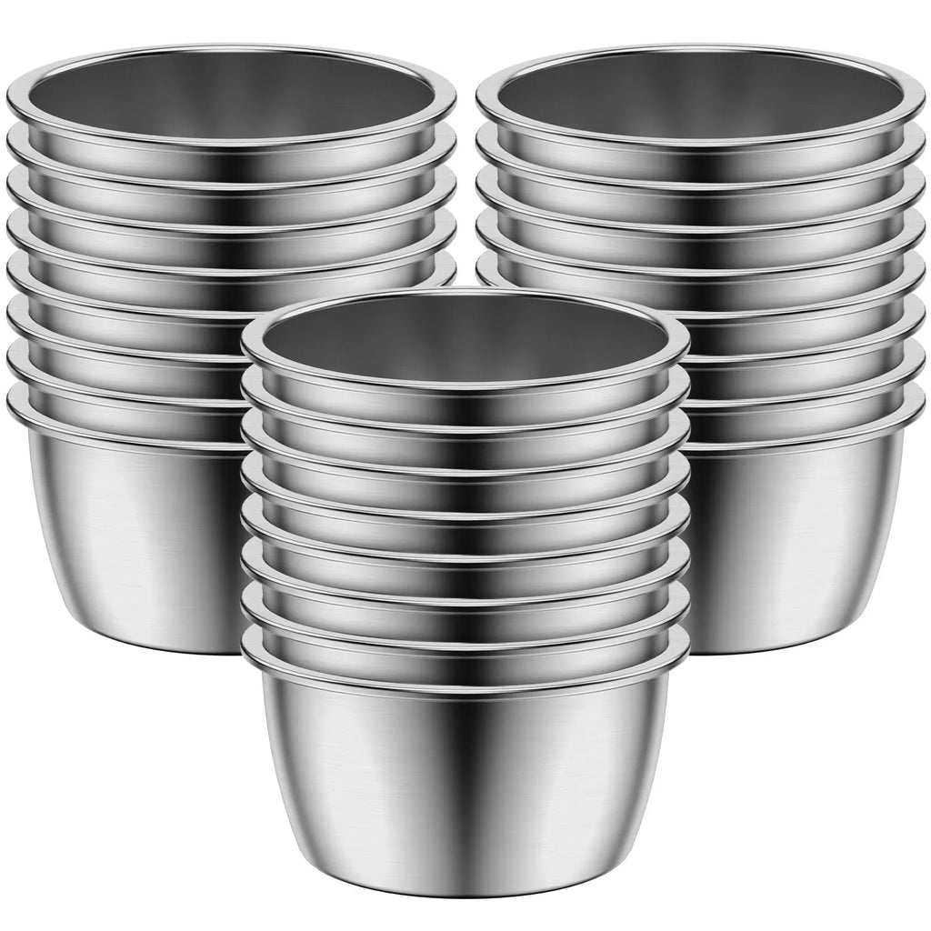 12/24/60 Pcs Sauce Dipping Bowl Stainless Steel Dipping Cups Round Sauce Dishes 45/55ML Mini Reusable Seasoning Cups Dipping Cup