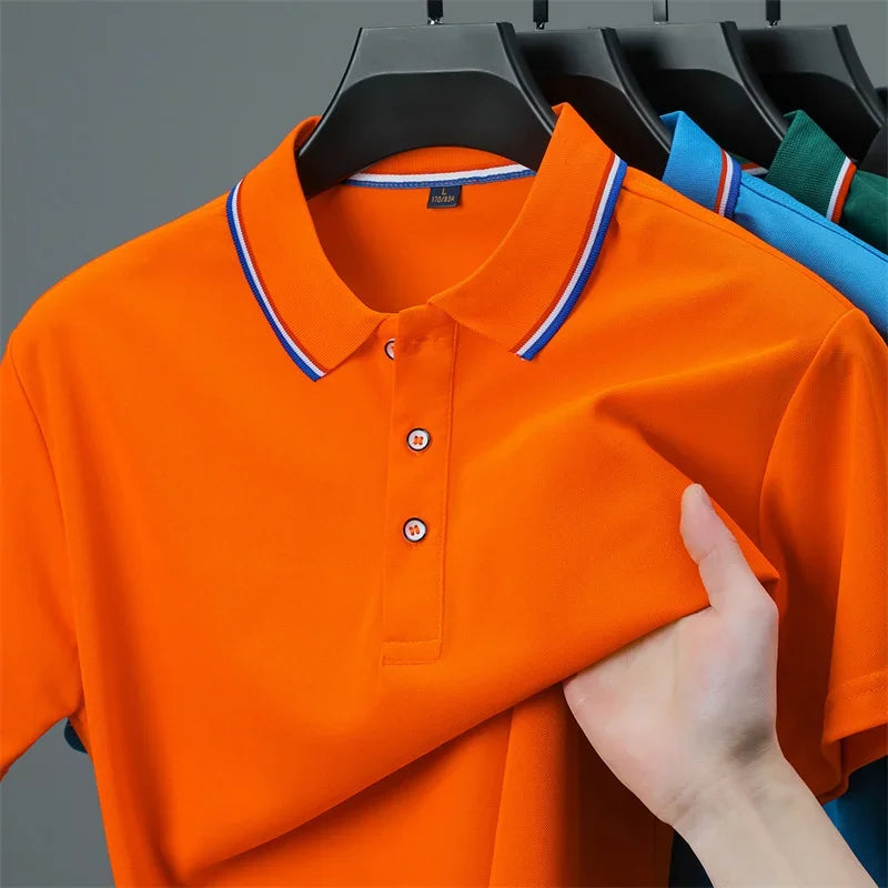 2026 New Men's Casual Solid Color Short Sleeved Polo Shirt Summer Fashionable and Comfortable Versatile Top