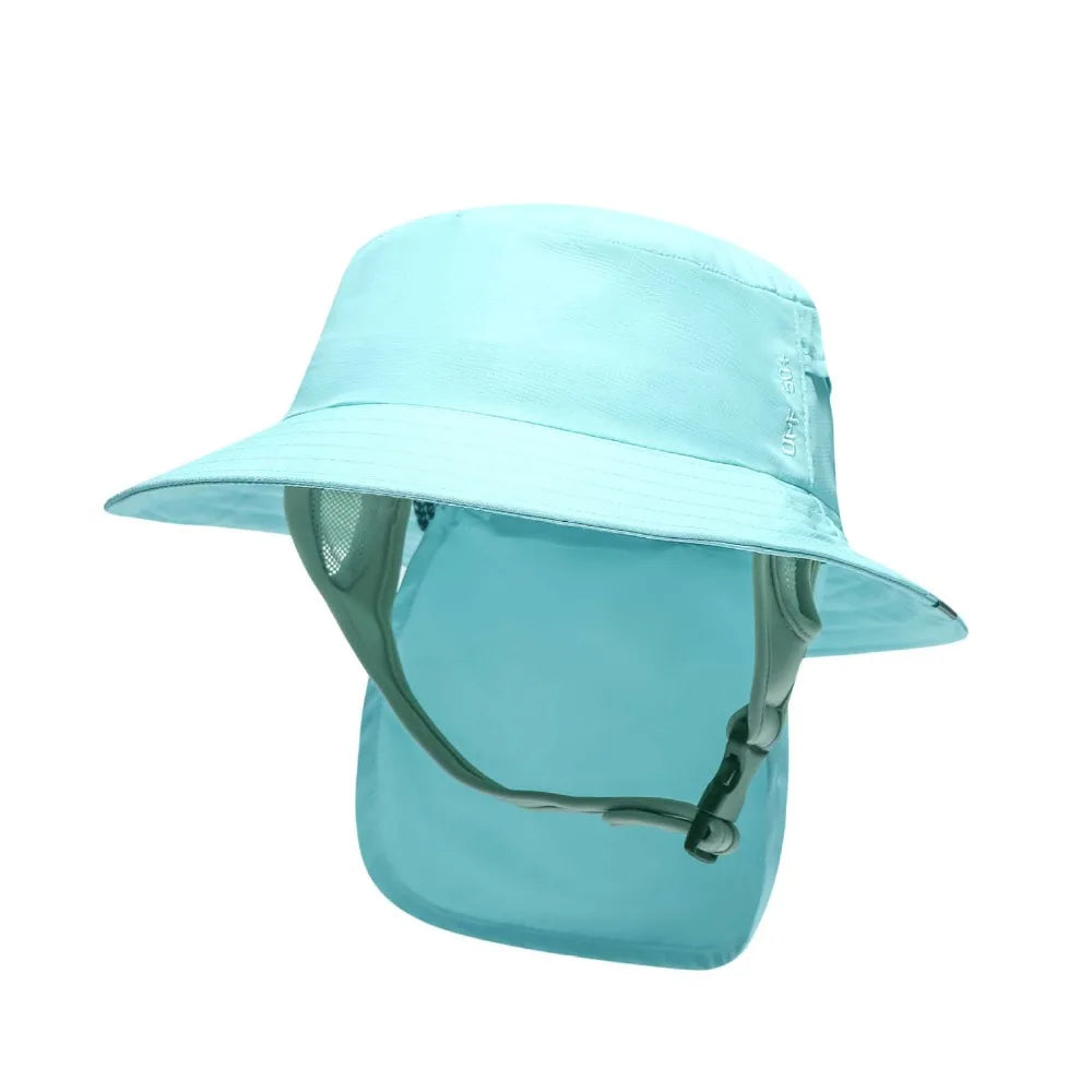 With Chin Strap Surfing Backet Hat Breathable Wide-brimmed Ladies Sun Hat Quick-drying UPF50+ Fisherman Cap Water Sport