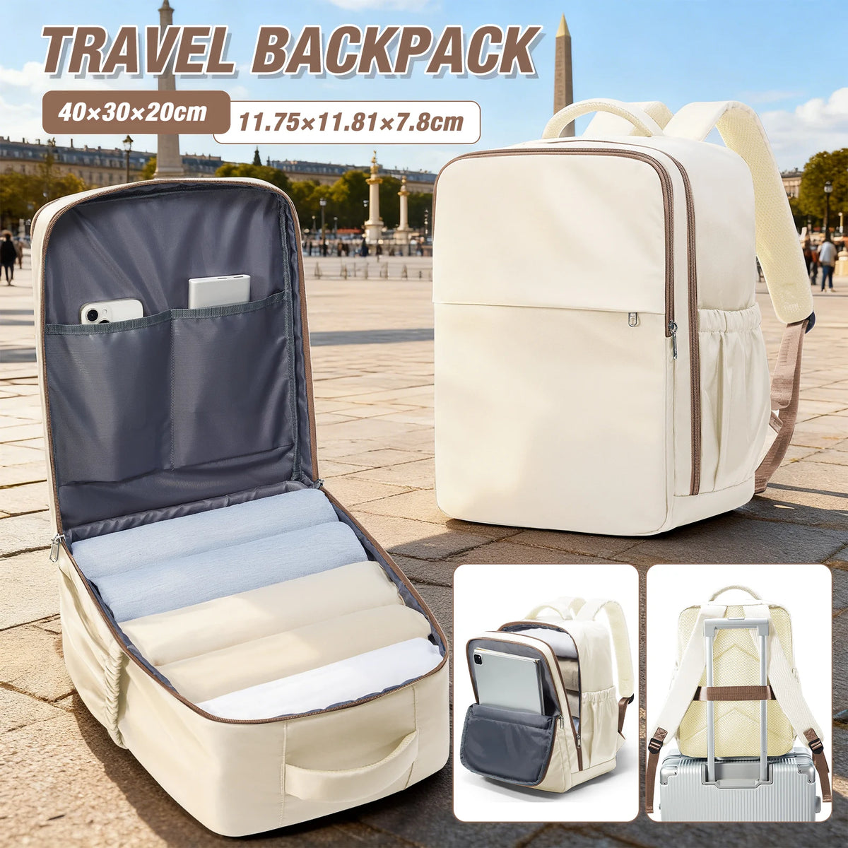 Cabin Airplane Travel Backpack 40x30x20, Hand Luggage Cabin Backpack Wizzair 40x30x20 Carry-Ons Men Women 15.6 inch Laptop Bags