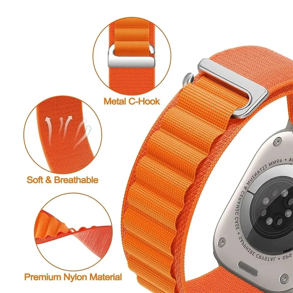 Alpine Loop Strap For Apple Watch Band 49mm 45mm 42mm 44mm 41mm 40mm 38mm Nylon Strap For IWatch Series Ultra 2/SE/9/8/10 46mm