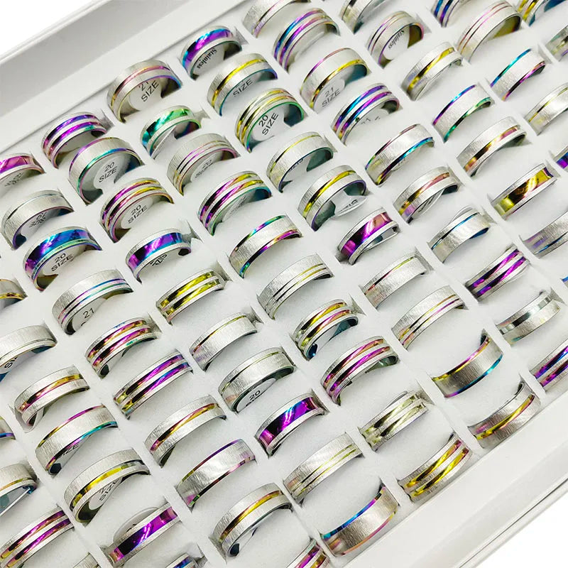 20pcs/Lot New Fashion Mix Style Stainless Steel Finger Rings for Women Men Hot Rock Wide Personality Party Bar Joint Ring Boy