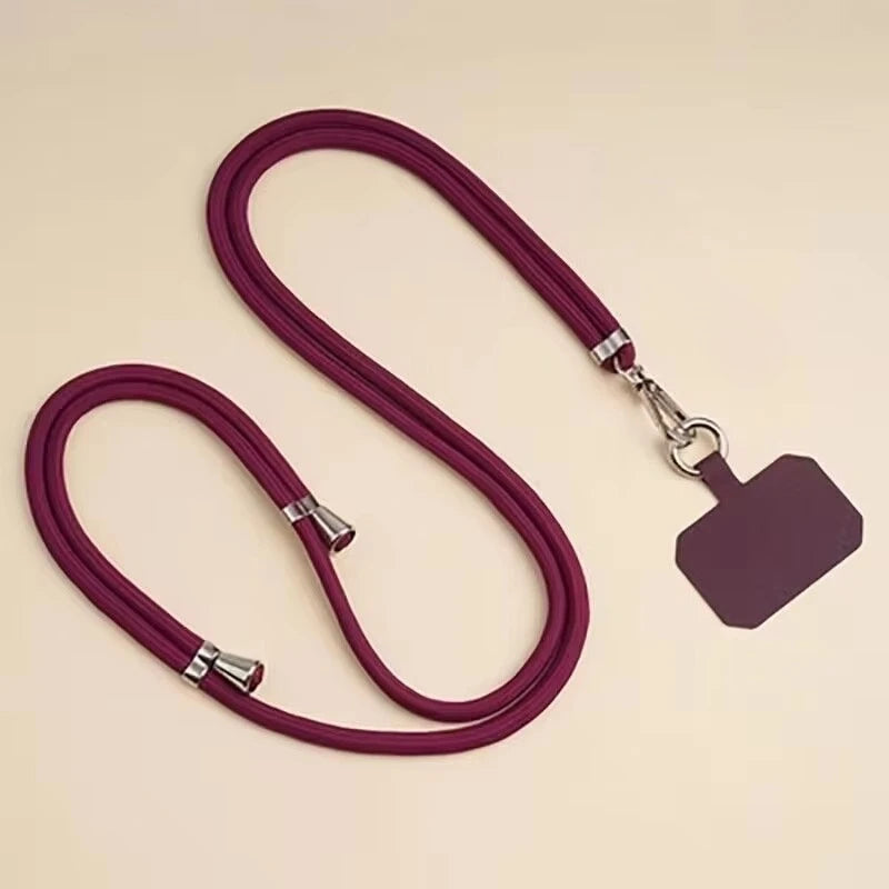 Universal Adjustment Phone Lanyard Solid Color Polyester Necklace Strap Long Hanging Rope With Clip Anti-Lost Crossbody Lanyard