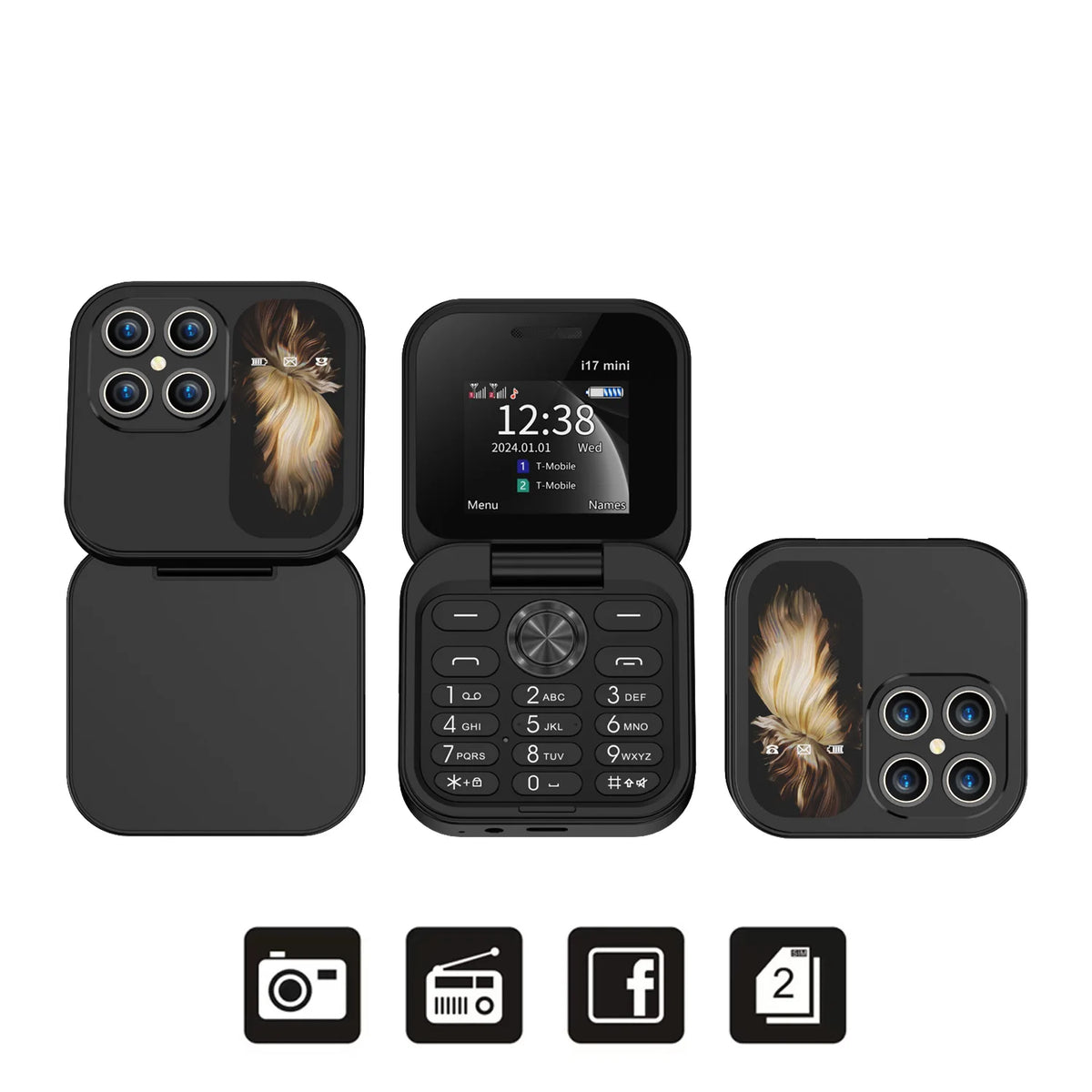 2025 Hot Sale SERVO I17Mini 2G Small Flip Mobile Phone 2 SIM Speed Dial Magic Vioce MP3 Flashlight Mini Fold Cellphone FM Radio