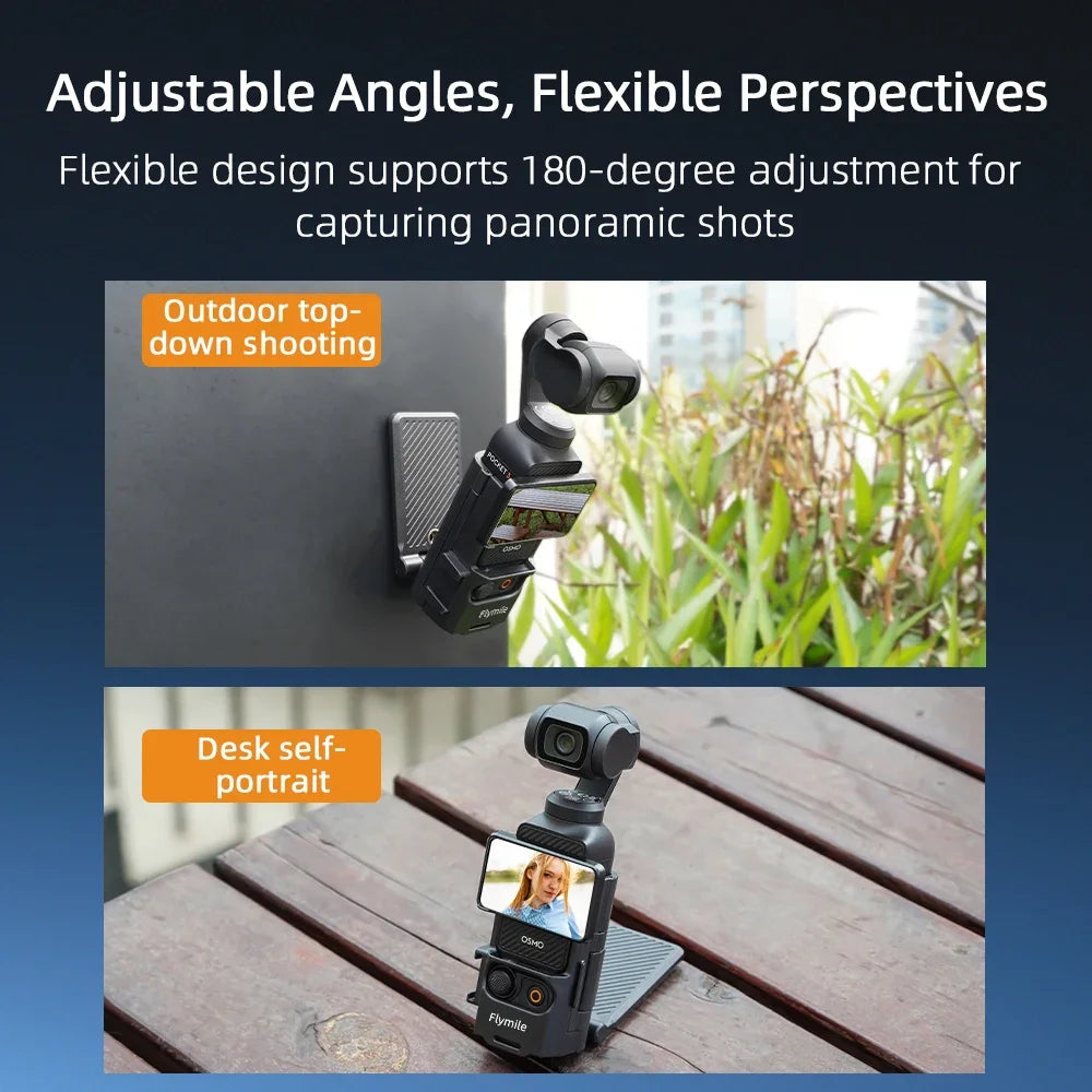 Flymile Magnetic Mount for DJI OSMO Pocket 3 Clip Holder Cycling/V-log/Tabletop Base Adjustment Camera Accessories