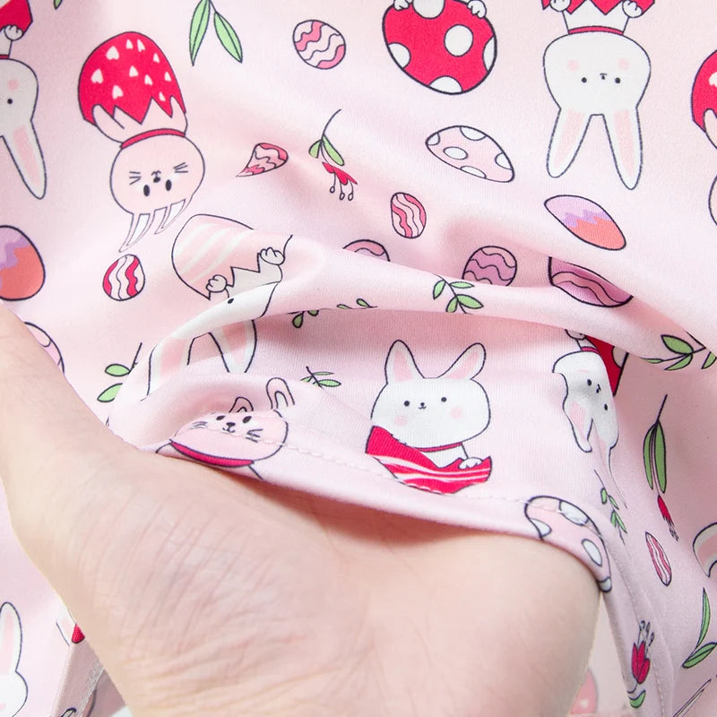 Summer CHILDREN'S Shorts and Short Sleeves 2-piece Pink Rabbit Girl Joker Casual Suit Home Clothes