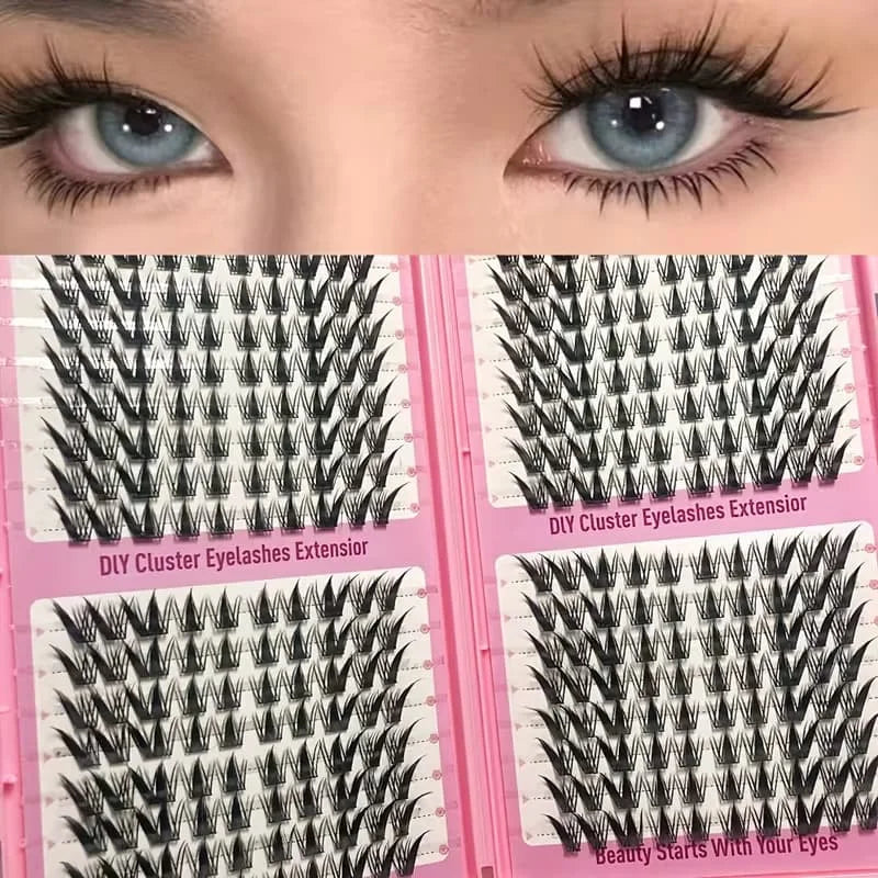 Anime-style Curled Lashes, Natural Pointed Cluster Lashes, Slender Korean-style Makeup Lashes, 256 Cartoon-style False Lashes
