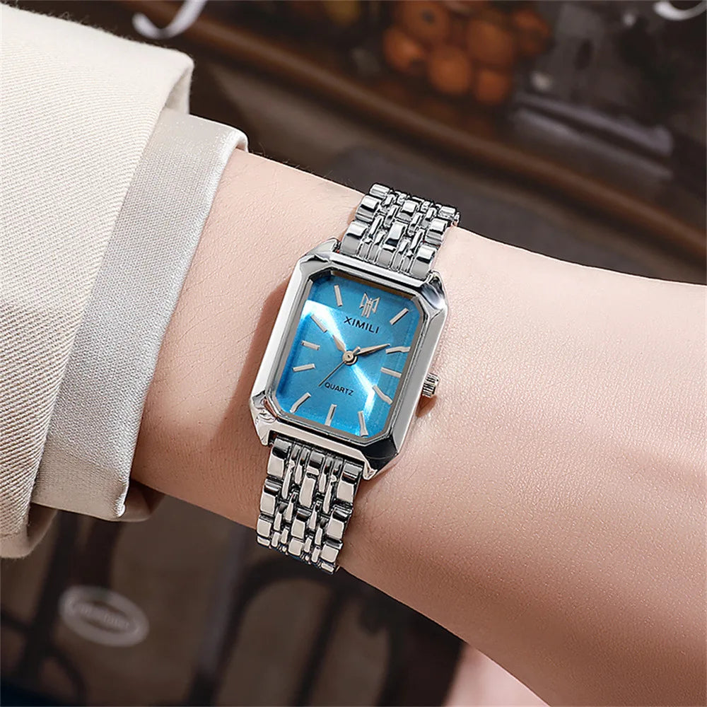 UTHAI W124 Fashion Women watch square business light luxury stainless steel quartz watch casual clock gift，watches for woman