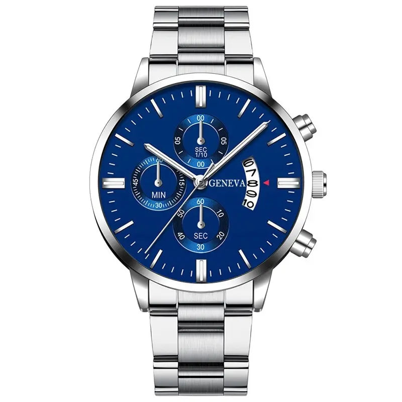 2023 Luxury Fashion Mens Watches Silver Stainless Steel Quartz Wrist Watch Men Business Watch Male Calendar Clock Reloj Hombre