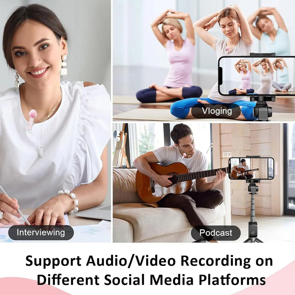 New Pink K60 Plug and Play Wireless Lavalier Microphone Portable MINI Wireless MIC For Smartphone Live Streaming/Video Recording