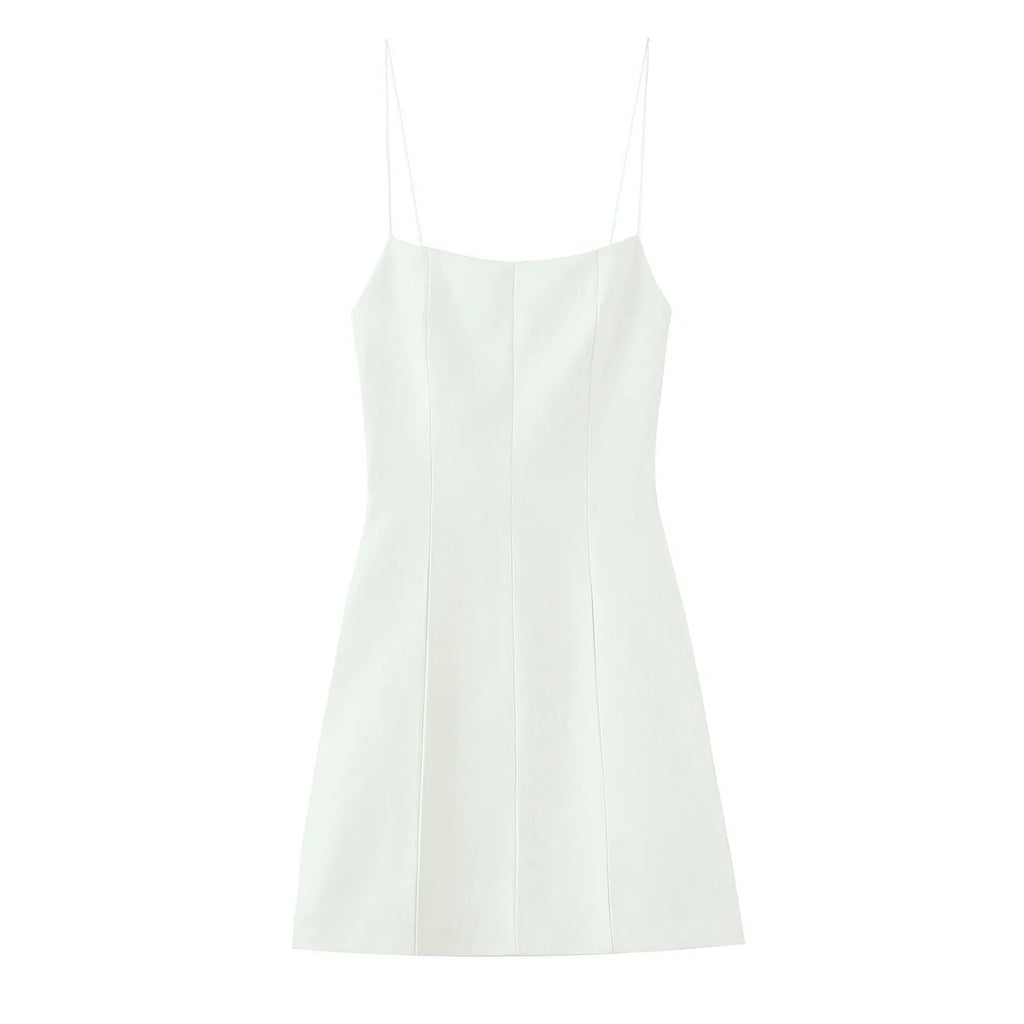 HH Woman New Fashion Back Bow Decoration Zipper Solid Sling Dress Summer Women Sexy Sleeveless Backless Party Mini Dress