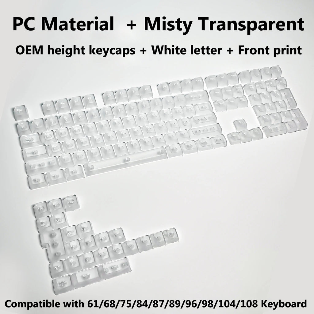 132 Keys Transparent Keycaps with Multi-Language English/ Korea /Russian for Mechanical Keyboard AK820 Pro Clear/ Misty Surface