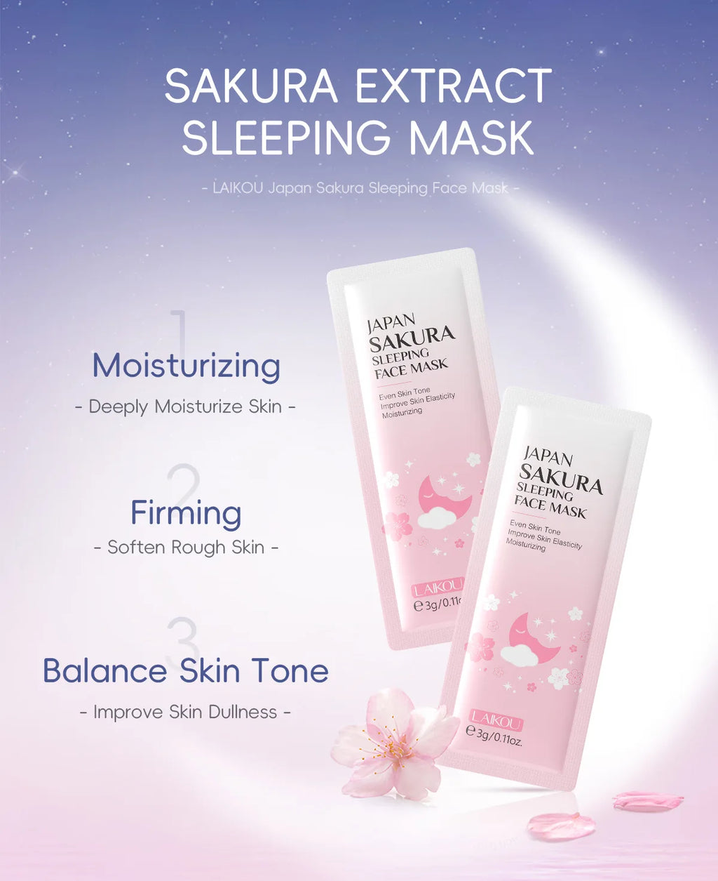 LAIKOU Single Sachet Sleeping Mask 7 Formulas No Wash Hydrating Repair Overnight Travel Skin Care For Dry Sensitive Skin