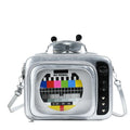 Cartoon Cute Handbags for Women Funny Retro TV Transparent Square Bag Fashion Leather Personalized Creative Shoulder Bag Woman