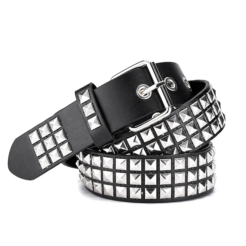 Z. Rivet Hollow Bullet Decoration Belt Fashion Leather Studded Goth Rock Wild Adjustable Women Punk Black Belt
