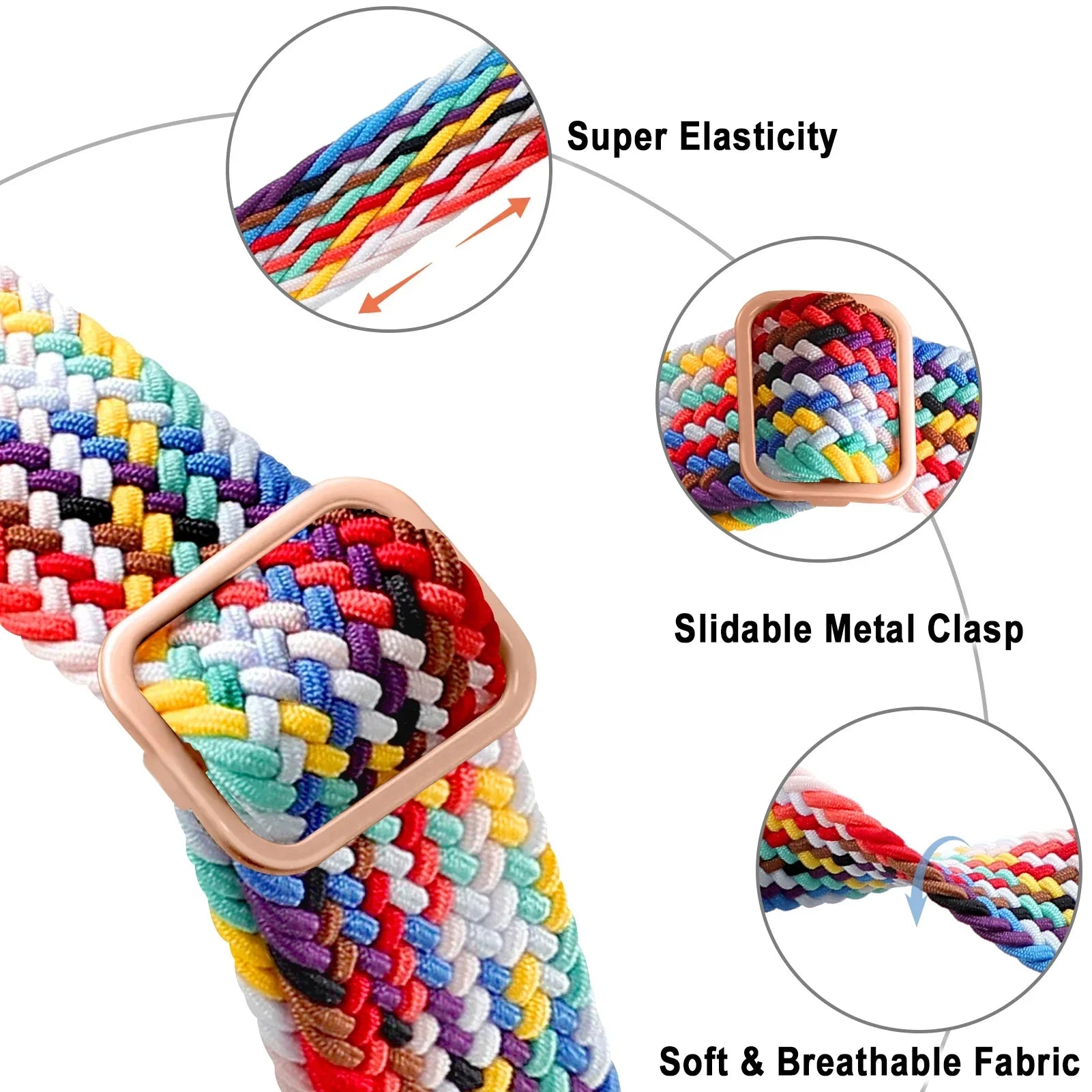 Braided Loop Strap For Apple Watch Ultra Band 49mm 44 45mm 42mm 41mm Nylon Elastic Belt Bracelet iWatch Series 9 8 7 6 5 4 SE 3