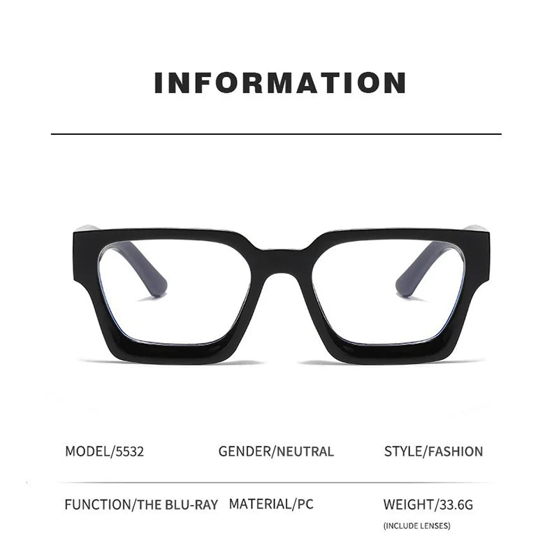 Retro Square Concave Anti-blue Light Glasses, European And American Fashionable Texture Thick-rimmed Eyeglass Frames 8539