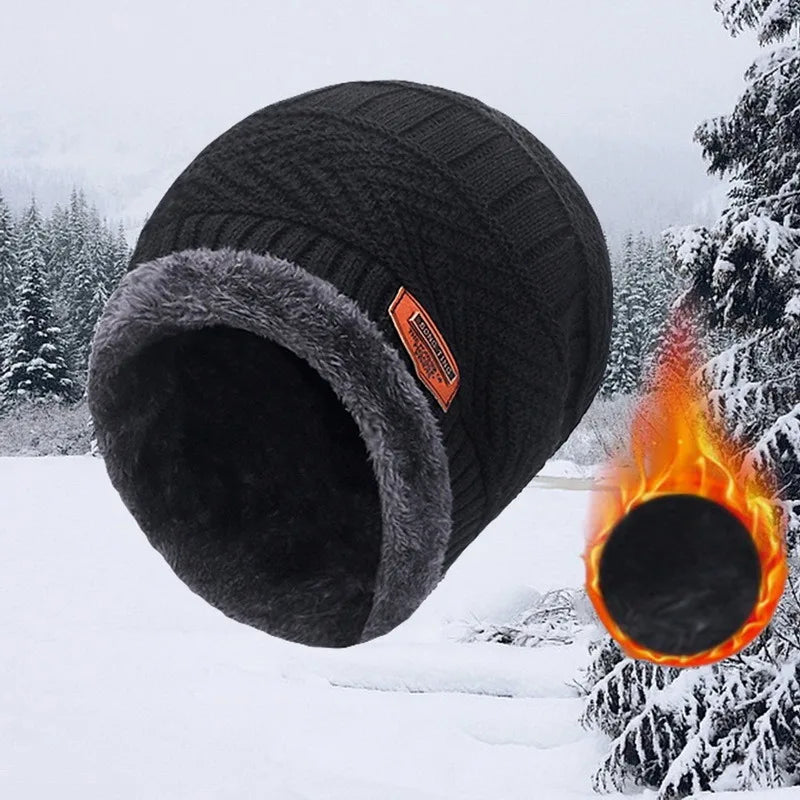 Winter Beanie Hat For Men Fleece Scarf Women Knitted Hat Warm Cap Thick Wool Neck Warmer Scarf Balaclava Mask Skullies Beanies