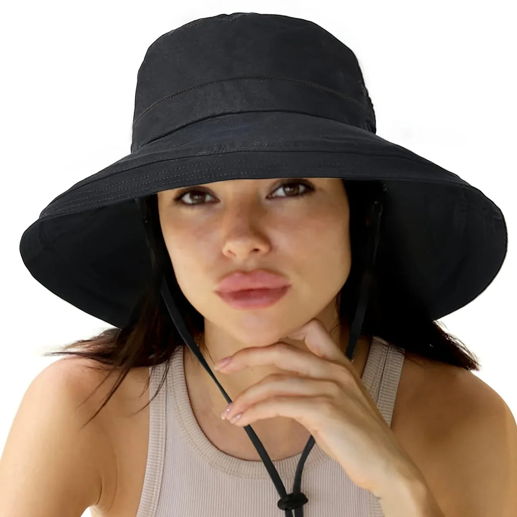 Sun Cap - Breathable foldable design with adjustable straps for beach gardening and outdoor activities.